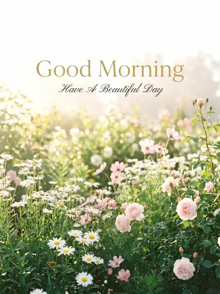 beautiful garden Good Morning image with flowers