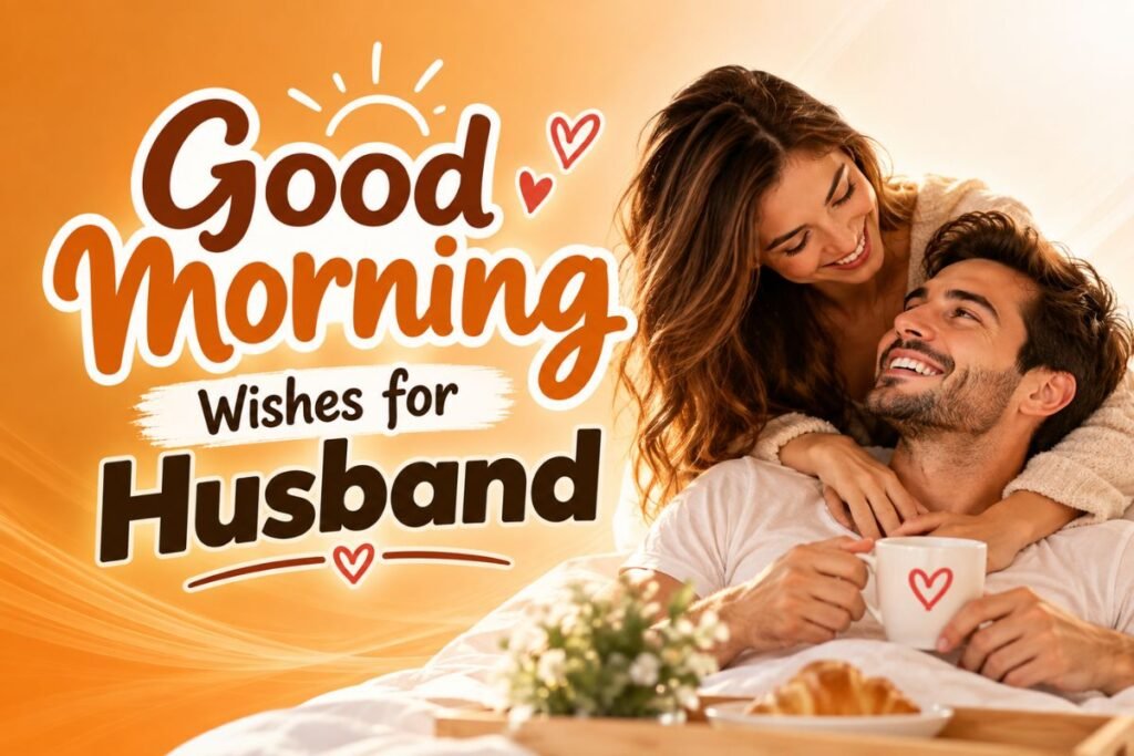 Good Morning Wishes for Husband with a loving couple enjoying a warm morning together