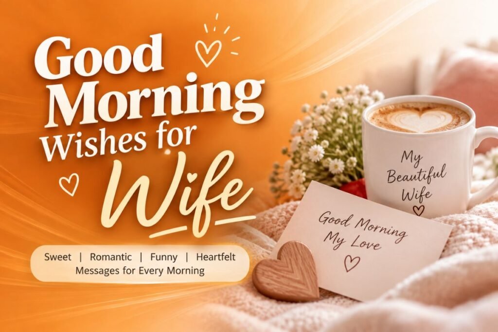 Good Morning Wishes for Wife Good Morning Wishes for Wife with a romantic morning coffee and love message