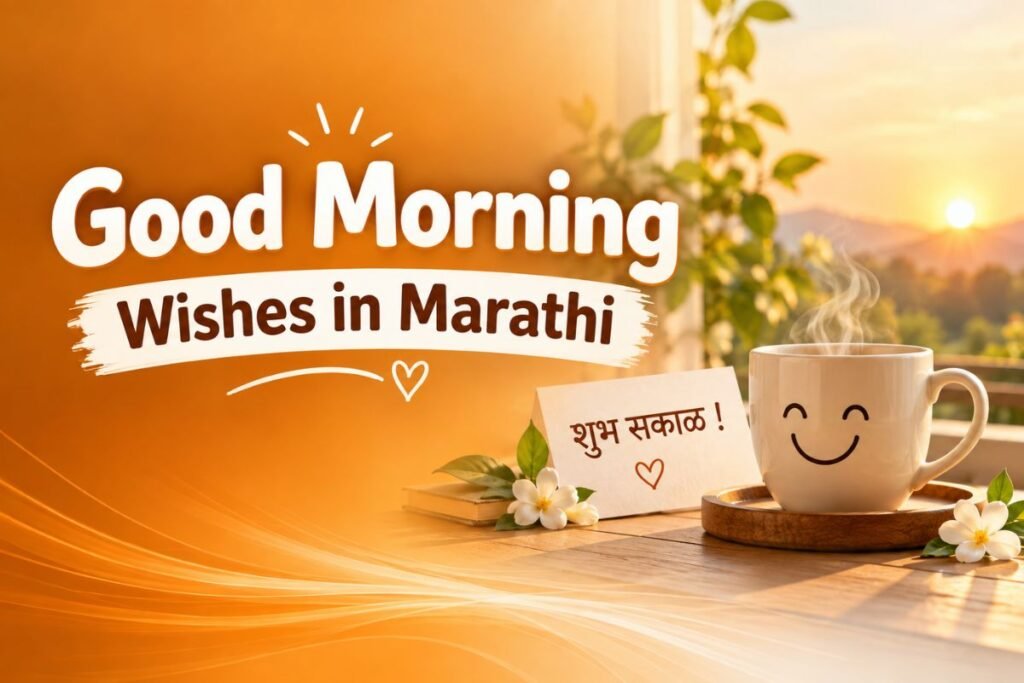 Good Morning Wishes in Marathi Good Morning Wishes in Marathi with a beautiful morning scene