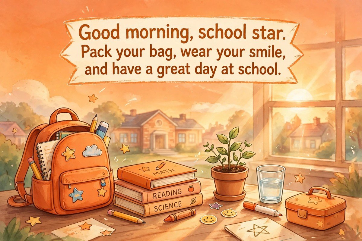 Good morning, school star. Pack your bag, wear your smile, and have a great day at school.