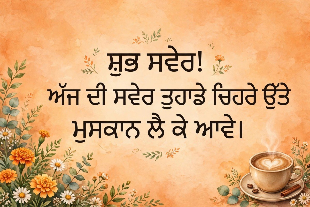 ਸ਼ੁਭ ਸਵੇਰ! ਅੱਜ ਦੀ ਸਵੇਰ ਤੁਹਾਡੇ ਚਿਹਰੇ ਉੱਤੇ ਮੁਸਕਾਨ ਲੈ ਕੇ ਆਵੇ।